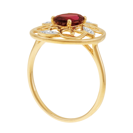 Bague en or jaune et rhodié, oxydes de zirconiumn ajourés