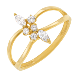 Bague en or jaune et oxydes de zirconium, ajourée Bague en or jaune et oxydes de zirconium, ajourée