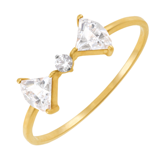 Bague en or jaune et oxydes de zirconium, noeud