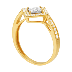 Bague en or jaune et rhodié, diamants, carré