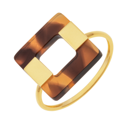 Bague en or jaune et acétate, carré Bague en or jaune et acétate, carré