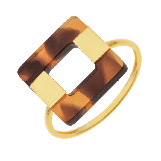 Bague en or jaune et acétate, carré