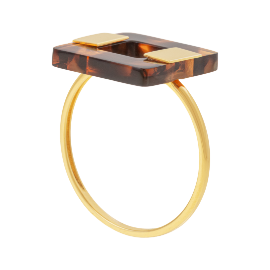 Bague en or jaune et acétate, carré