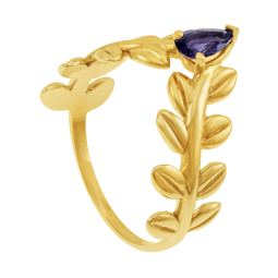 Bague en or jaune et cordiérite, feuille Bague en or jaune et cordiérite, feuille
