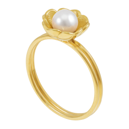 Bague en or jaune et perle de culture, fleur Bague en or jaune et perle de culture, fleur