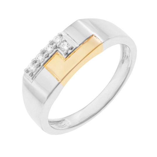 Chevalière en 2 ors et diamants