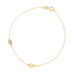 Bracelet en or jaune et oxydes de zirconium, coeurs