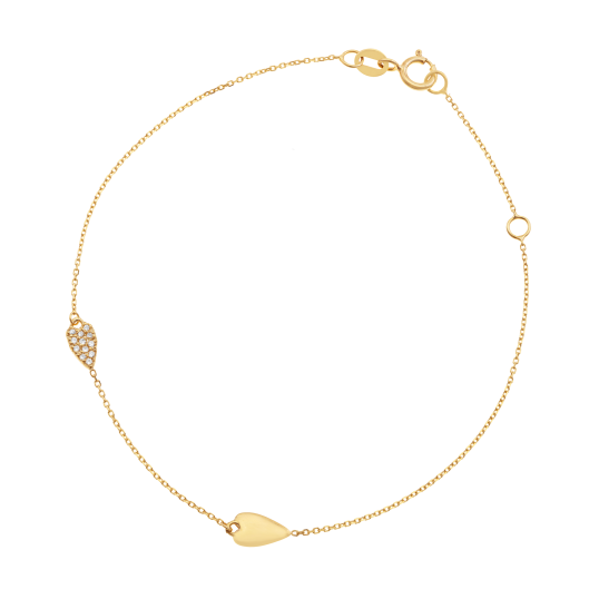 Bracelet en or jaune et oxydes de zirconium, coeurs