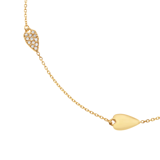 Bracelet en or jaune et oxydes de zirconium, coeurs