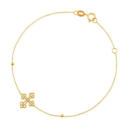 Bracelet en or jaune et oxydes de zirconium, croix