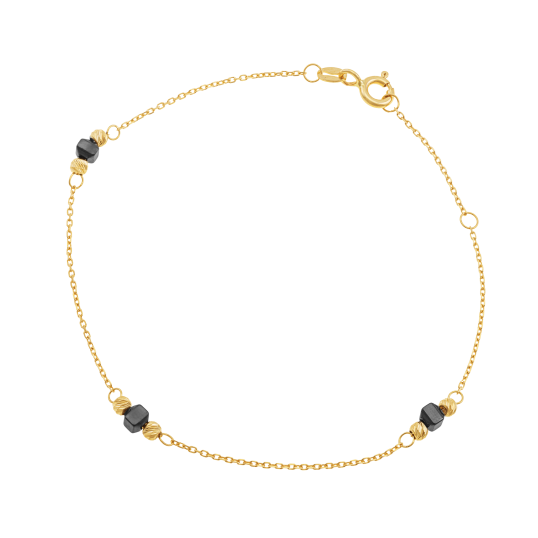 Bracelet en or jaune et hématites carrées