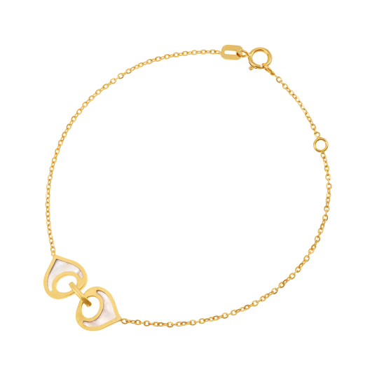 Bracelet en or jaune et double nacre