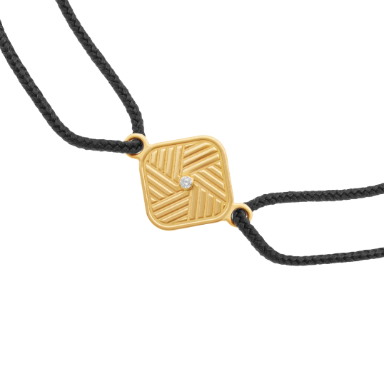 Bracelet cordon noir en or jaune et diamant 