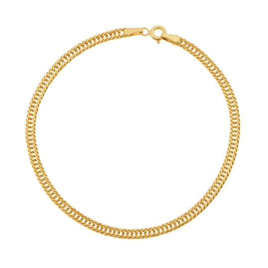 Bracelet en or jaune, maille gourmette diamantée