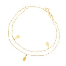 Bracelet en or jaune et pierre synthétique, double chaînes