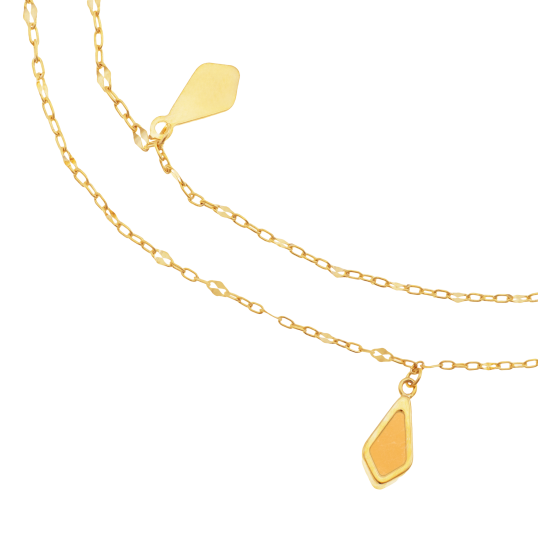 Bracelet en or jaune et pierre synthétique, double chaînes