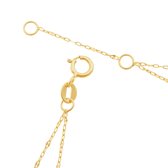 Bracelet en or jaune et pierre synthétique, double chaînes