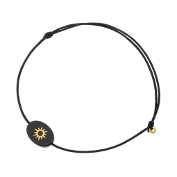 Bracelet cordon en or jaune et onyx, soleil Bracelet cordon en or jaune et onyx, soleil