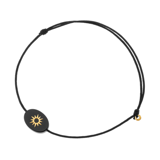 Bracelet cordon en or jaune et onyx, soleil