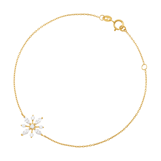 Bracelet en or jaune et oxydes de zirconium, fleur