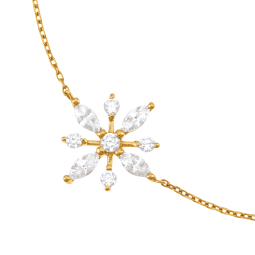 Bracelet en or jaune et oxydes de zirconium, fleur