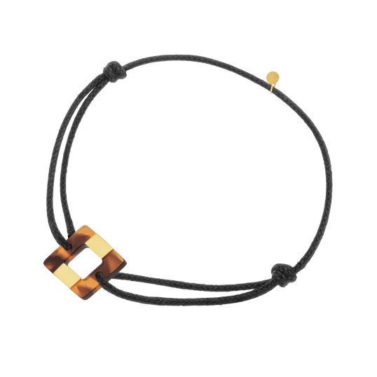 Bracelet cordon en or jaune et acétate, carré