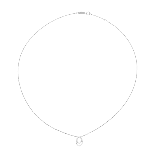 Collier en or gris et oxydes de zirconium, double ovale