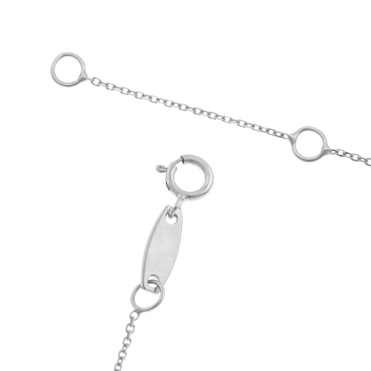 Collier en or gris et oxydes de zirconium, double ovale