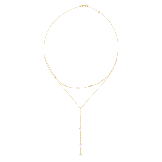Collier en or jaune et perles de cultures, double chaînes