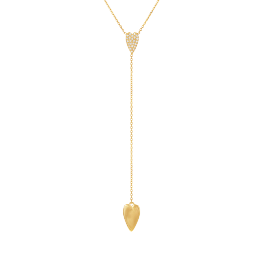Collier en or jaune  et oxydes de zirconium, coeurs