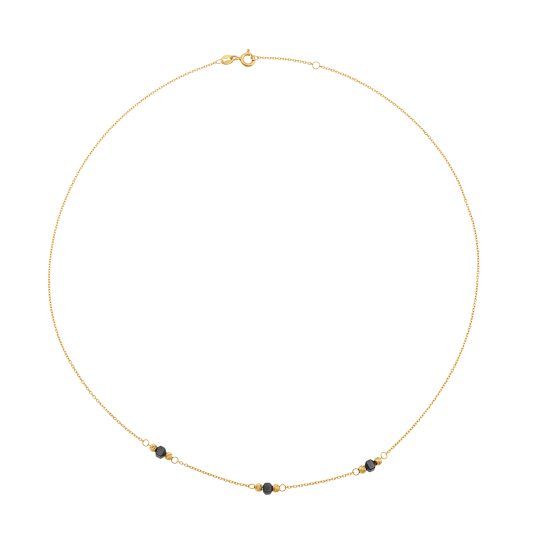 Collier en or jaune et hématites carrées