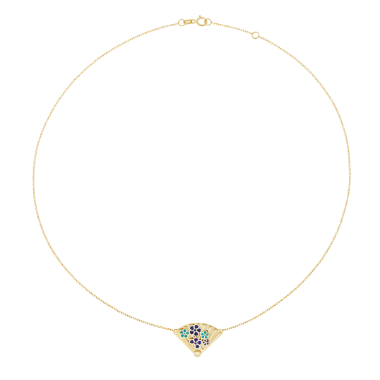 Collier en or jaune et laque, fleurs