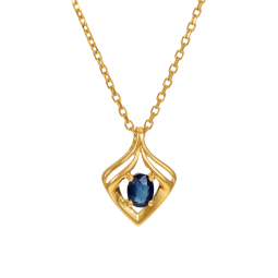 Collier en or jaune et saphir ovale