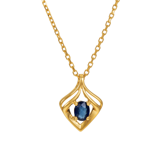 Collier en or jaune et saphir ovale