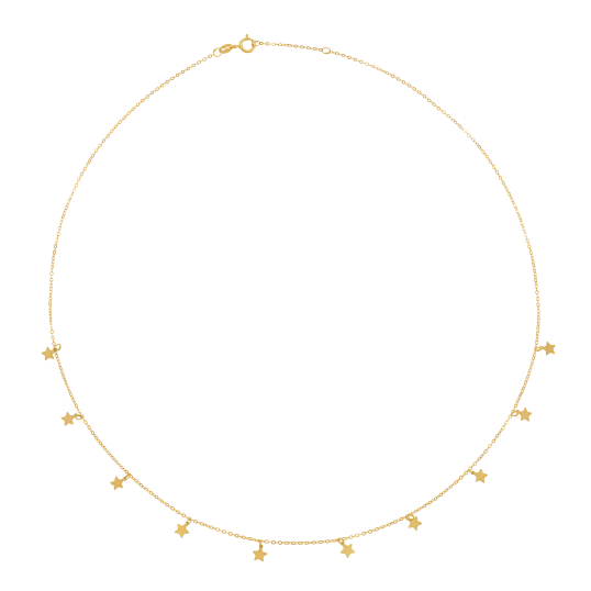 Collier en or jaune, étoiles