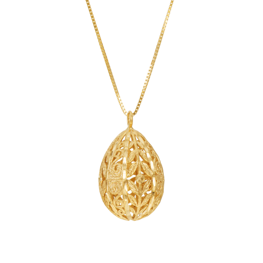 Collier en or jaune, boule dentelée