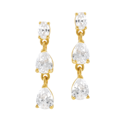 Boucles d'oreilles en or jaune et oxydes de zirconium, pendantes