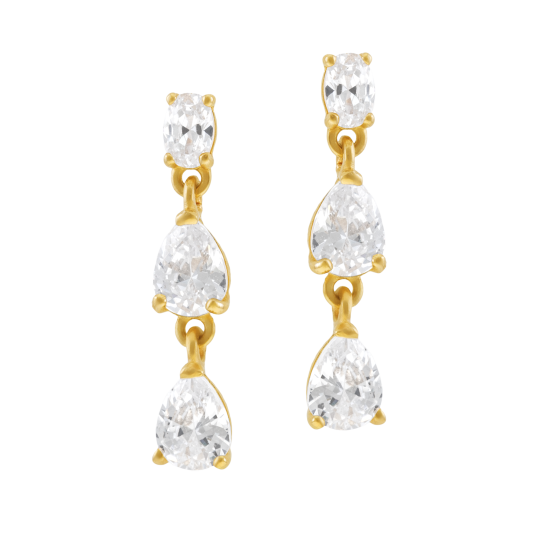 Boucles d'oreilles en or jaune et oxydes de zirconium, pendantes