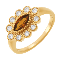 Bague en plaqué or et oxydes de zirconium