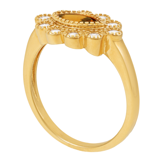 Bague en plaqué or et oxydes de zirconium
