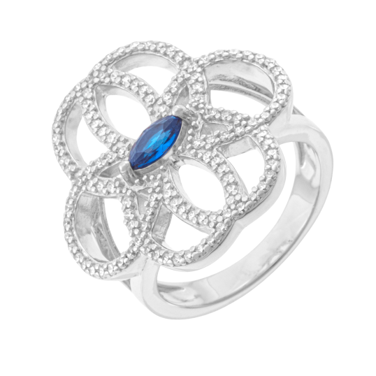 Bague en argent rhodié et oxydes de zirconium