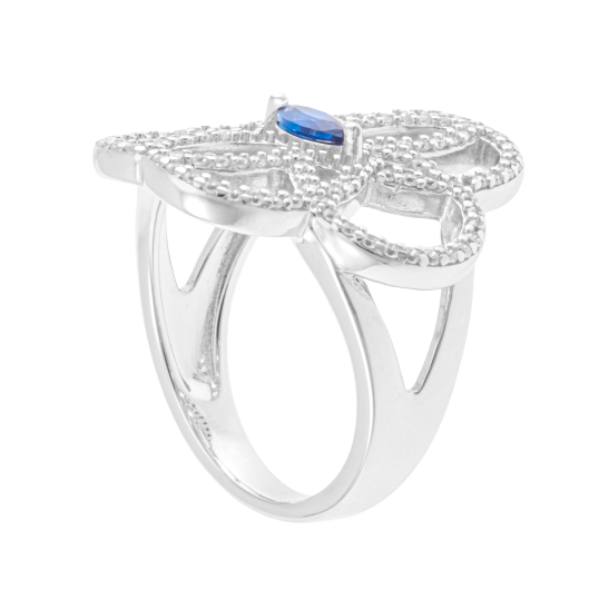Bague en argent rhodié et oxydes de zirconium