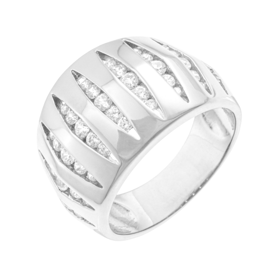 Bague en argent rhodié et oxydes de zirconium