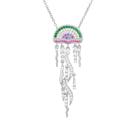 Collier en argent rhodié et oxydes de zirconium