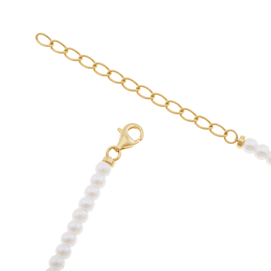 Collier en argent doré, perles synthétiques et oxydes de zirconium, tortue