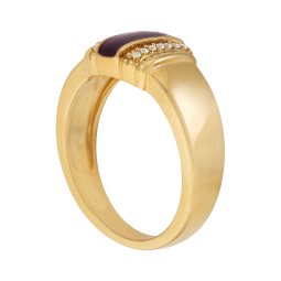 Bague en plaqué or, oxydes de zirconium et laque