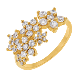 Bague en plaqué or et oxydes de zirconium, fleurs