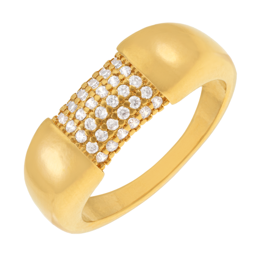 Bague en plaqué or et oxydes de zirconium, pavage