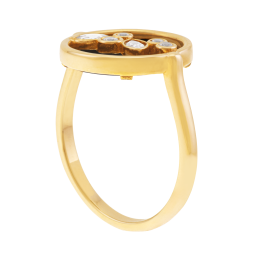 Bague en plaqué or, pierre synthétique et oxydes de zirconium