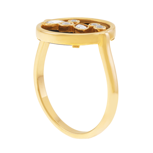 Bague en plaqué or, pierre synthétique et oxydes de zirconium